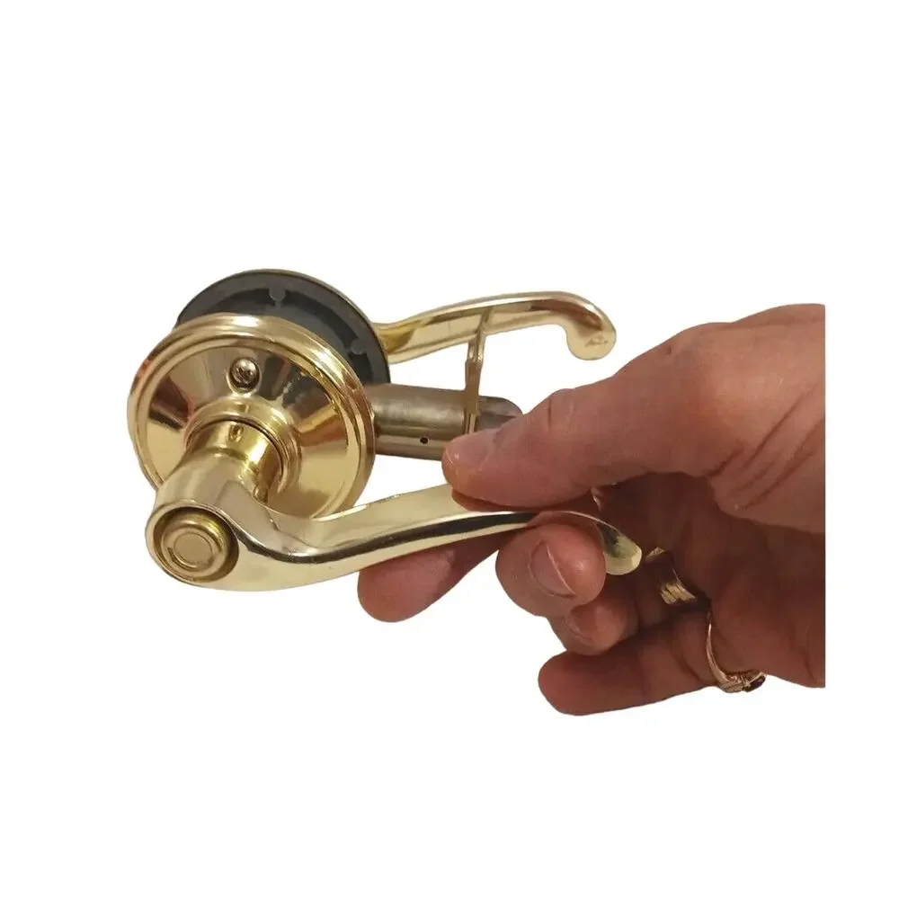 Schlage Brass DOOR KNOB Bed Bath GOLD FRENCH Lever Push Button Lock Vintage